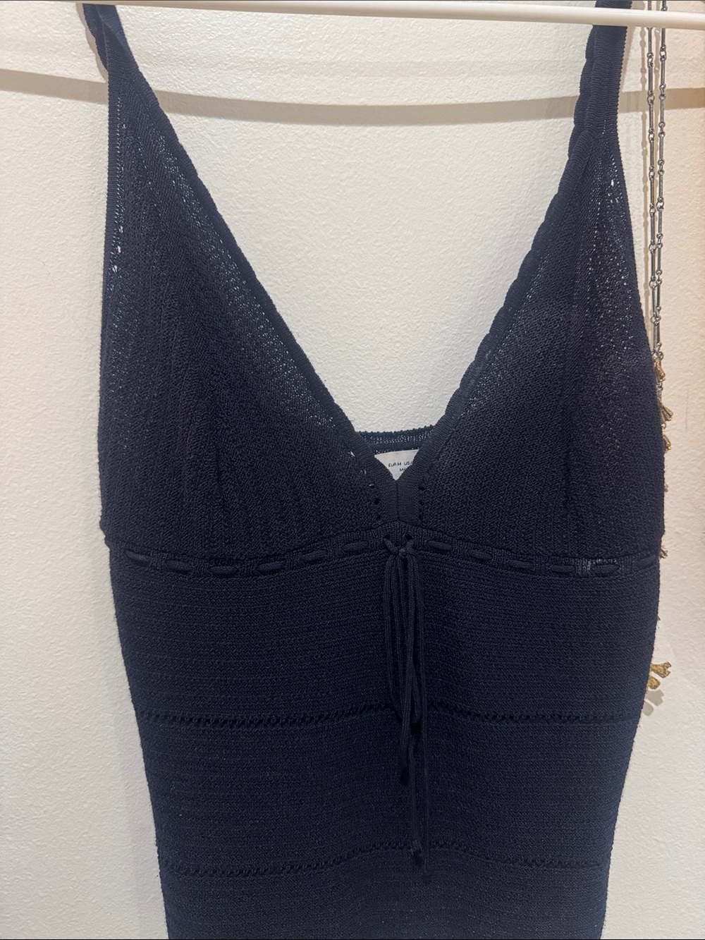 Zara Navy Knit Tie-Front Sleep Chemise